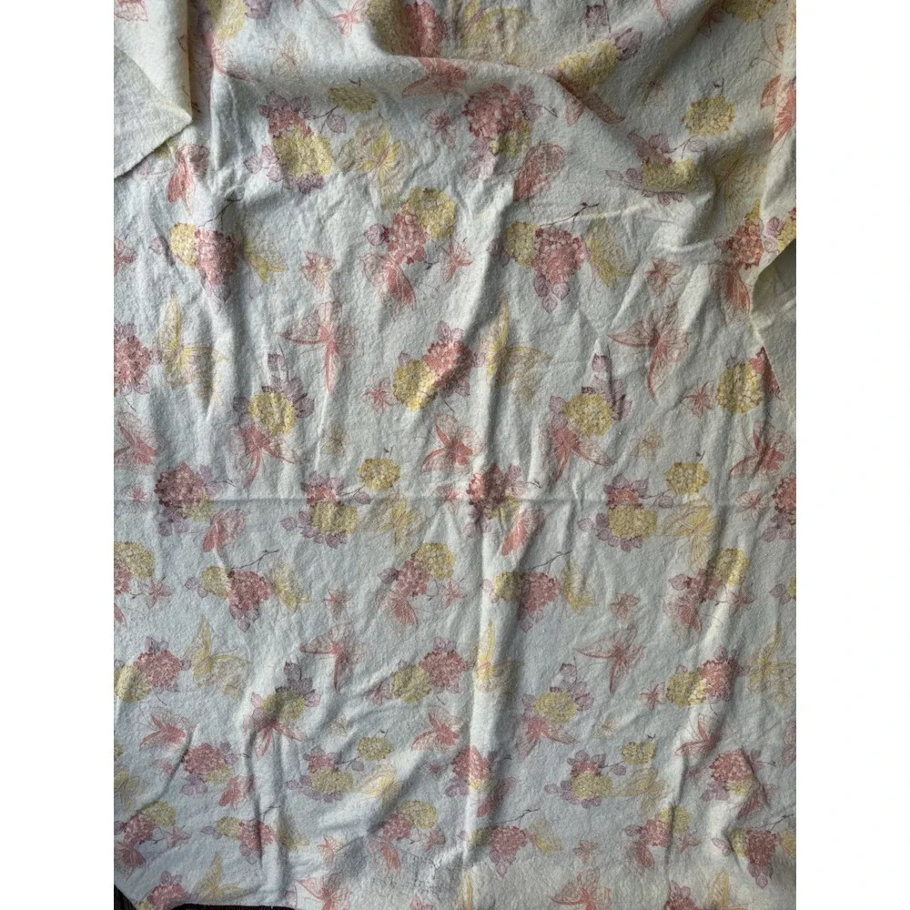 Vintage 70's MCM Butterfly Floral Acrylic Blanket 88